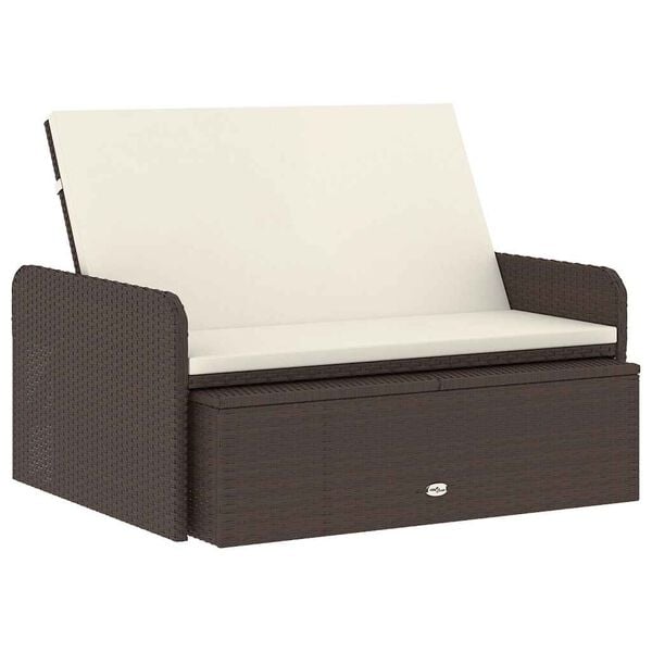 vidaXL Salon de jardin 2 pcs avec coussins R&eacute;sine tress&eacute;e Marron