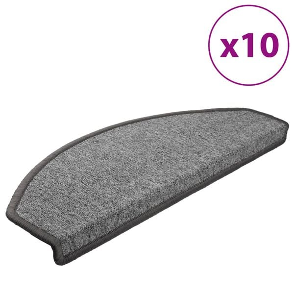 vidaXL Tapis d'escalier 10 pi&egrave;ces 65 x 24 x 4 cm Gris fonc&eacute; Demi-rond Grand