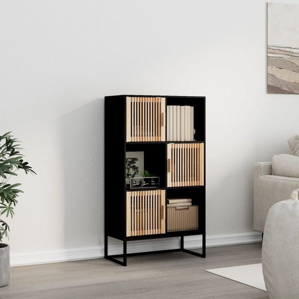 vidaXL Buffet haut noir 70x35x125 cm bois d'ing&eacute;nierie