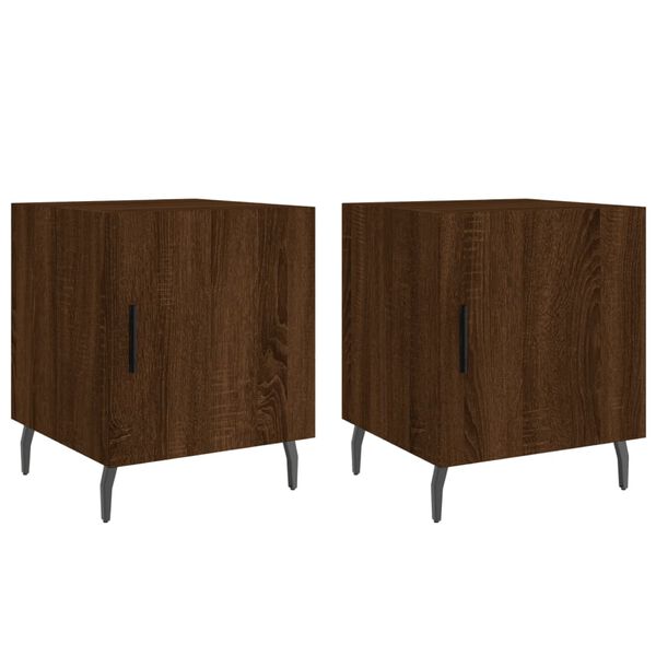 vidaXL Tables de chevet 2pcs ch&ecirc;ne marron 40x40x50cm bois d'ing&eacute;nierie