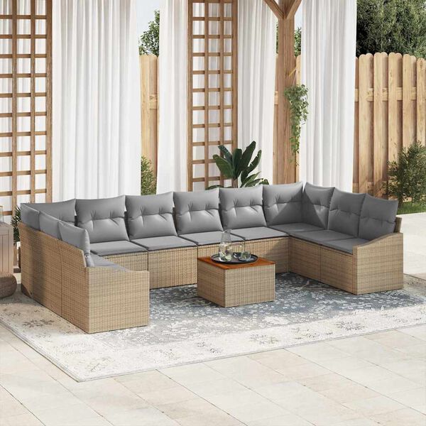 vidaXL Ensemble de canap&eacute; de jardin 11 pcs Beige et Gris clair