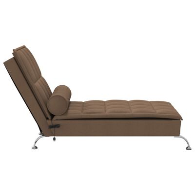 vidaXL Chaise longue de massage avec traversin marron tissu