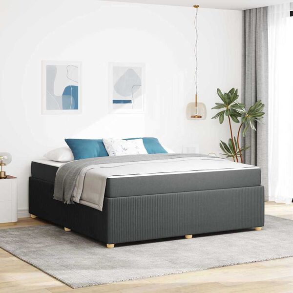 vidaXL Cadre de lit avec matelas Gris fonc&eacute; 180 x 200 cm tissu