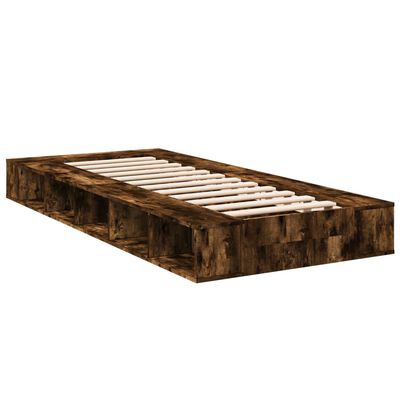 vidaXL Cadre de lit chêne fumé 75x190 cm bois d'ingénierie