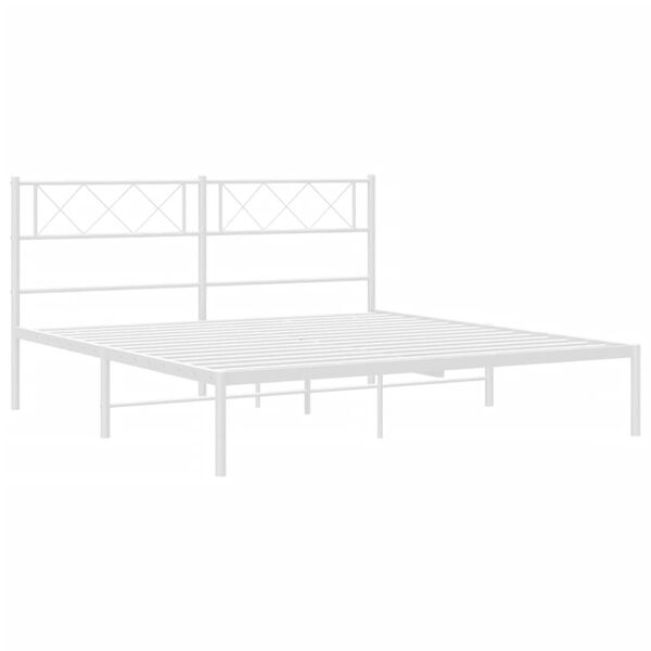 vidaXL Cadre de lit m&eacute;tal sans matelas et t&ecirc;te de lit blanc 120x200 cm