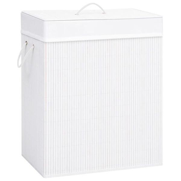 vidaXL Panier &agrave; linge avec une seule section bambou blanc 83 L