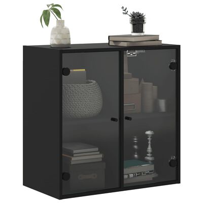 vidaXL Armoire murale avec portes en verre noir 68x37x68,5 cm