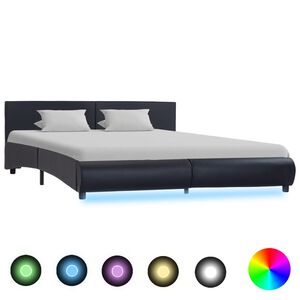vidaXL Cadre de lit avec LED sans matelas noir 180x200 cm