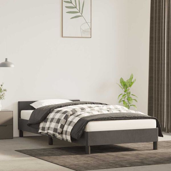 vidaXL Cadre de lit sans matelas gris fonc&eacute; 100x200 cm velours