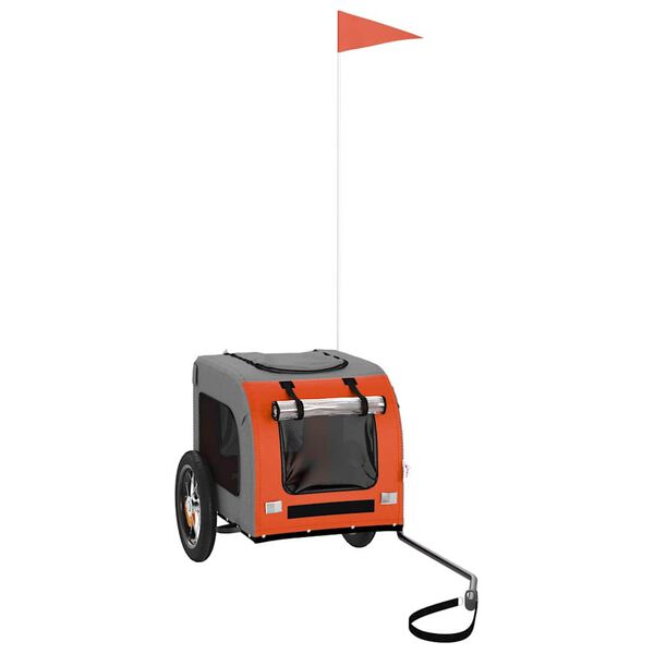 vidaXL Remorque de v&eacute;lo pour animaux Orange et gris 124 x 53 x 53 cm