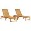 vidaXL Transat 3 pc Bois d'Acacia Massif Marron