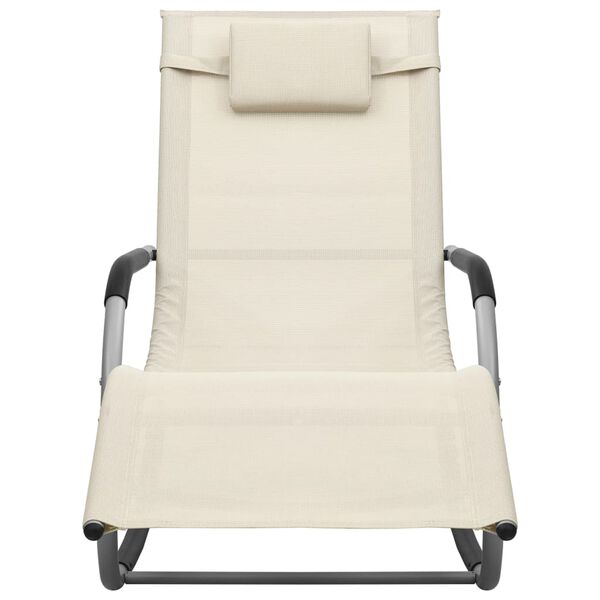 vidaXL Chaise longue textilène crème et gris