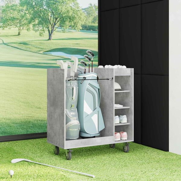 vidaXL Armoire de Golf avec roue Uni Gris b&eacute;ton 90 x 45 x 98 cm