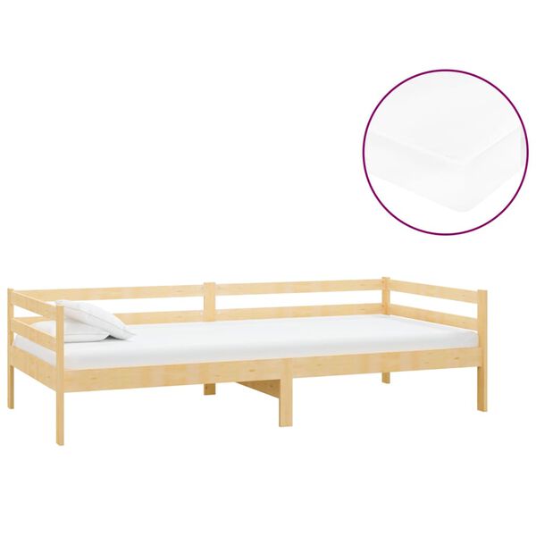 vidaXL Lit de repos avec matelas 90x200 cm Bois de pin massif