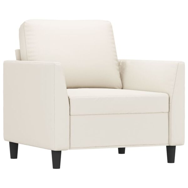 vidaXL Fauteuil avec repose-pied Cr&egrave;me 60 cm Similicuir