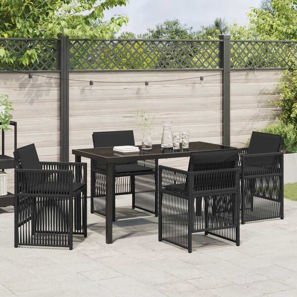 vidaXL Ensemble de salle &agrave; manger pour jardin 5 pcs Noir
