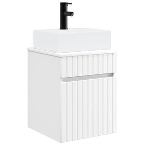 vidaXL Meuble-s&egrave;che avec &eacute;vier mural Blanc 39 x 41 x 62,5 cm