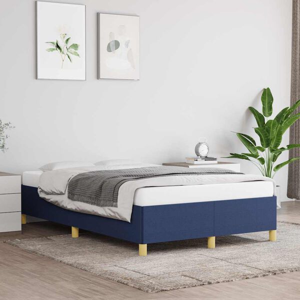 vidaXL Cadre de lit sans matelas bleu 120x190 cm tissu
