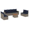 vidaXL Salon de jardin 9 pcs avec coussins gris r&eacute;sine tress&eacute;e