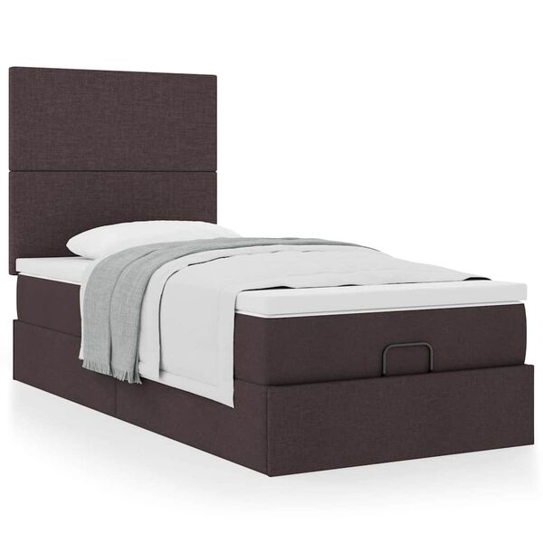 vidaXL Lit ottoman avec matelas marron fonc&eacute; 100x200 cm tissu