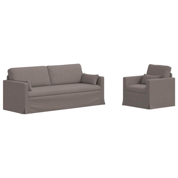 vidaXL Ensemble de Canap&eacute;s 2 pcs Taupe 198 x 78 x 80 cm tissu