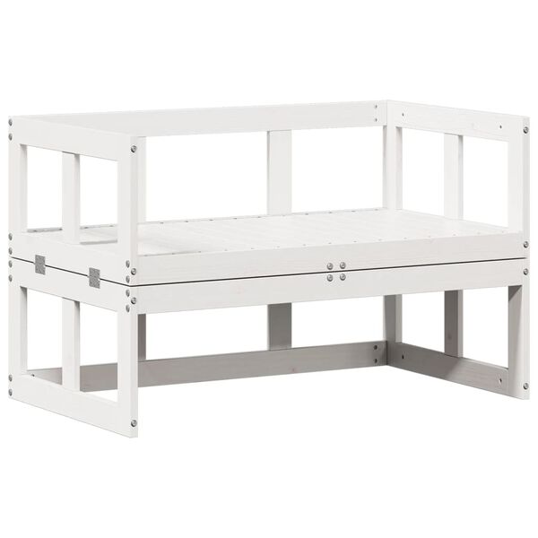 vidaXL Canapé de jardin extensible blanc bois massif de pin