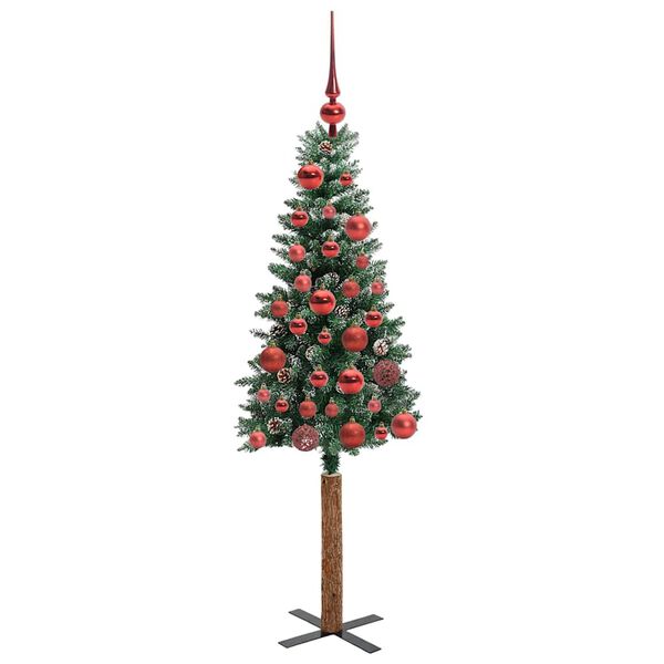 vidaXL Sapin de Noël mince avec 150 LED Vert et blanc 150 cm