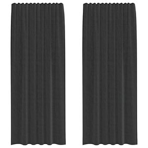 vidaXL Rideaux en voile avec passe-tringle 2 pcs noir