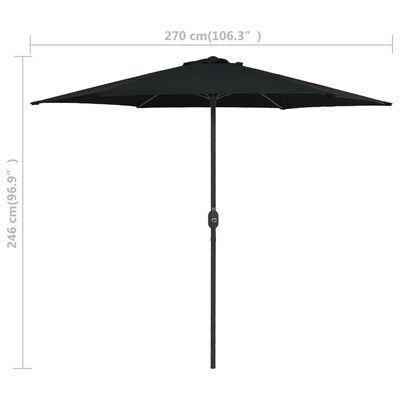 vidaXL Parasol d'extérieur et mât en aluminium 270x246 cm Noir