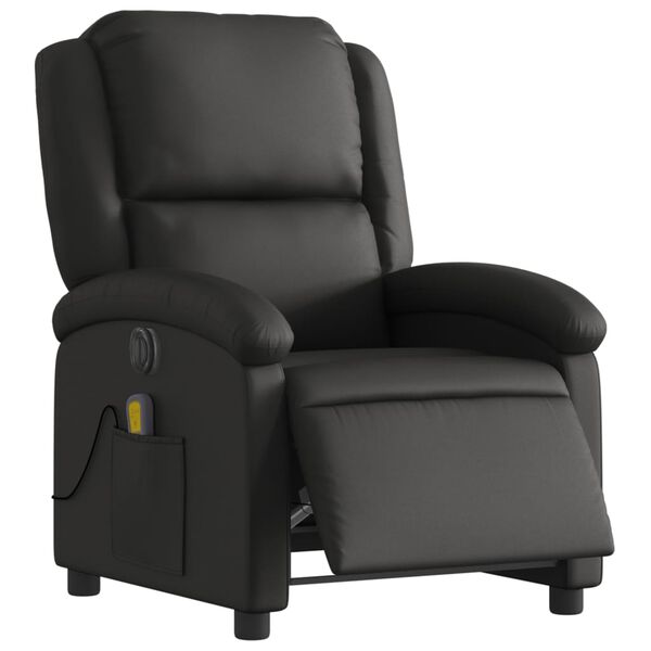 vidaXL Fauteuil de massage inclinable électrique noir cuir véritable