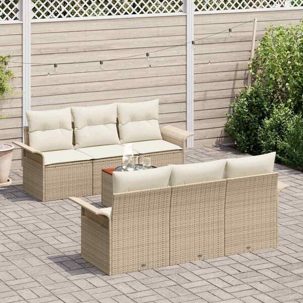 vidaXL Ensemble de canap&eacute; de jardin avec coussin 7 pcs Beige et cr&egrave;me