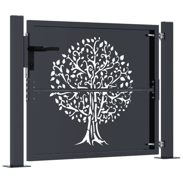 vidaXL Portail de jardin anthracite 100x75 cm acier conception d'arbre