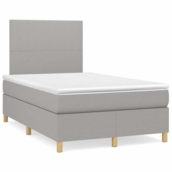 vidaXL Sommier &agrave; lattes de lit et matelas gris clair 120x190 cm tissu