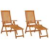 vidaXL Chaises pliantes avec repose-pieds, 2 pi&egrave;ces, en bois massif d'eucalyptus