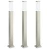 vidaXL Bornes lumineuses lot de 3 80 cm acier inoxydable IP44
