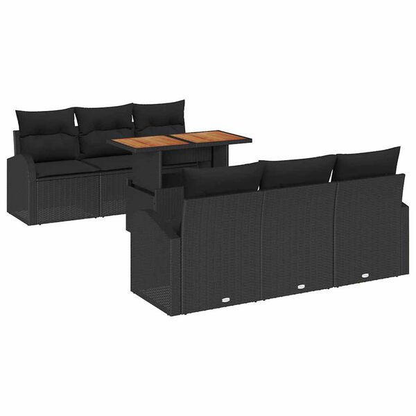 vidaXL Ensemble de canap&eacute; de jardin 7 pcs Noir Poly rotin