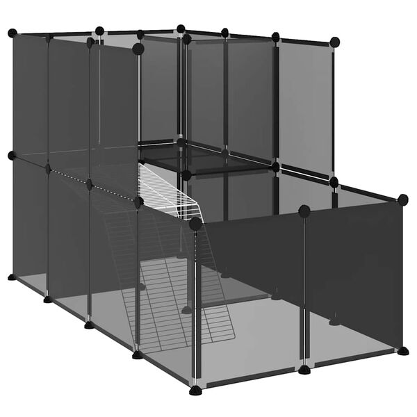 vidaXL Cage pour petits animaux Noir 142x74x93 cm PP et Acier