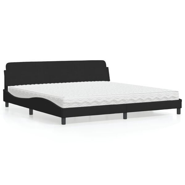 vidaXL Lit avec matelas Dover noir 200x200 cm velours