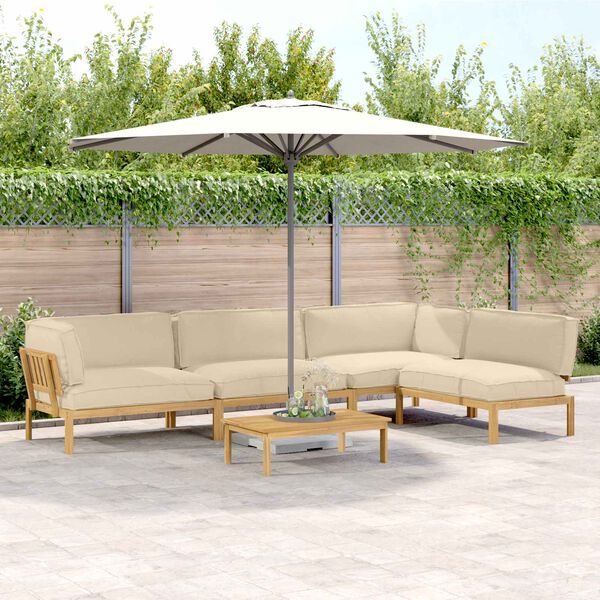 vidaXL Ensemble de Canap&eacute;s Uni 5 pcs Beige Bois d'Acacia Massif