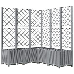 vidaXL Jardini&egrave;re avec treillis gris clair 120x120x136cm polypropyl&egrave;ne