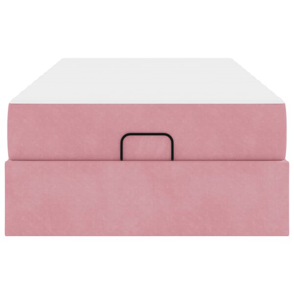 vidaXL Cadre de lit avec matelas avec matelas 2 pcs Rose Velours