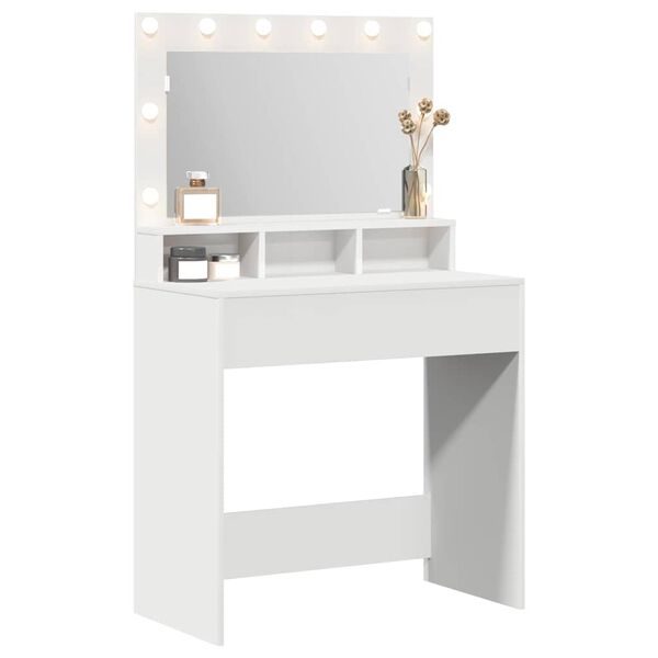 vidaXL Table de Toilette Blanc 75,5 x 41 x 135 cm Bois d'ing&eacute;nierie