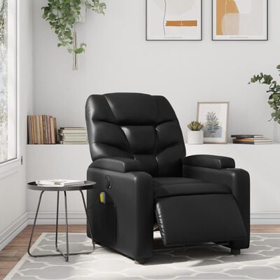 vidaXL Fauteuil de massage inclinable électrique noir similicuir