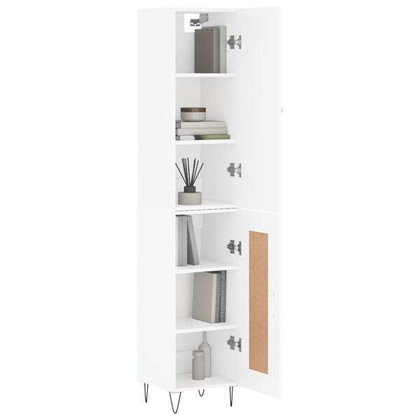 vidaXL Buffet haut Blanc 34,5x34x180 cm Bois d'ing&eacute;nierie