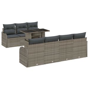 vidaXL Ensemble de canap&eacute; de jardin 8 pcs Gris Poly Rattan