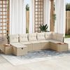 vidaXL Ensemble de canap&eacute; de jardin 7 pcs Beige Poly rotin
