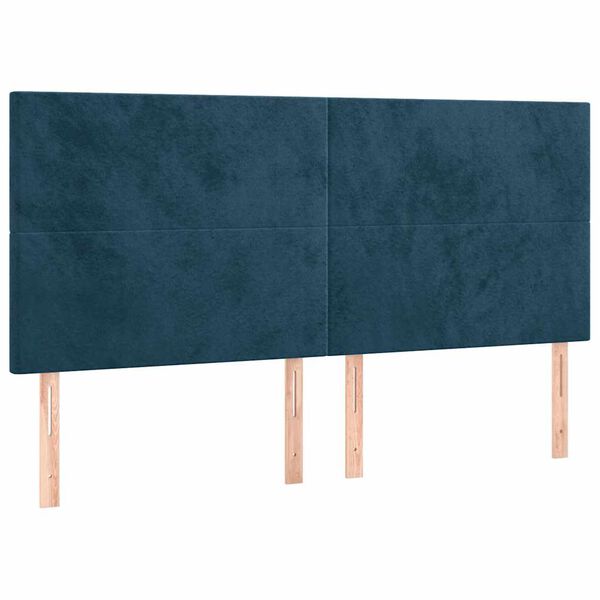 vidaXL T&ecirc;te de lit Bleu fonc&eacute; 200 x 5 x 118/128 cm Velours