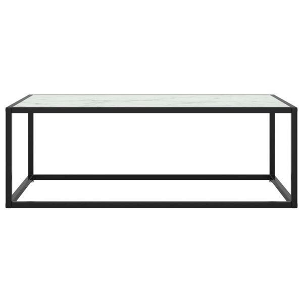 vidaXL Table basse Noir avec verre marbre blanc 100x50x35 cm