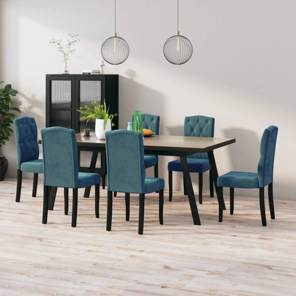 vidaXL Chaises &agrave; manger lot de 6 bleu velours