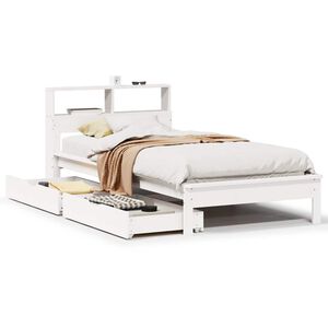 vidaXL Lit biblioth&egrave;que sans matelas blanc 90x190cm bois de pin massif